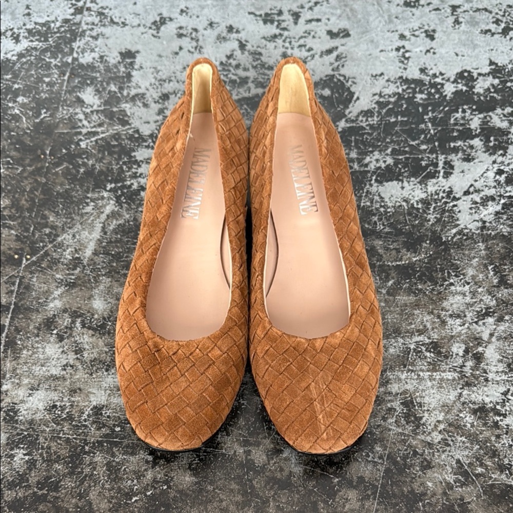 Madeleine Brown Suede Made in Italy Woven 1" Ballet Flats Size 42/11